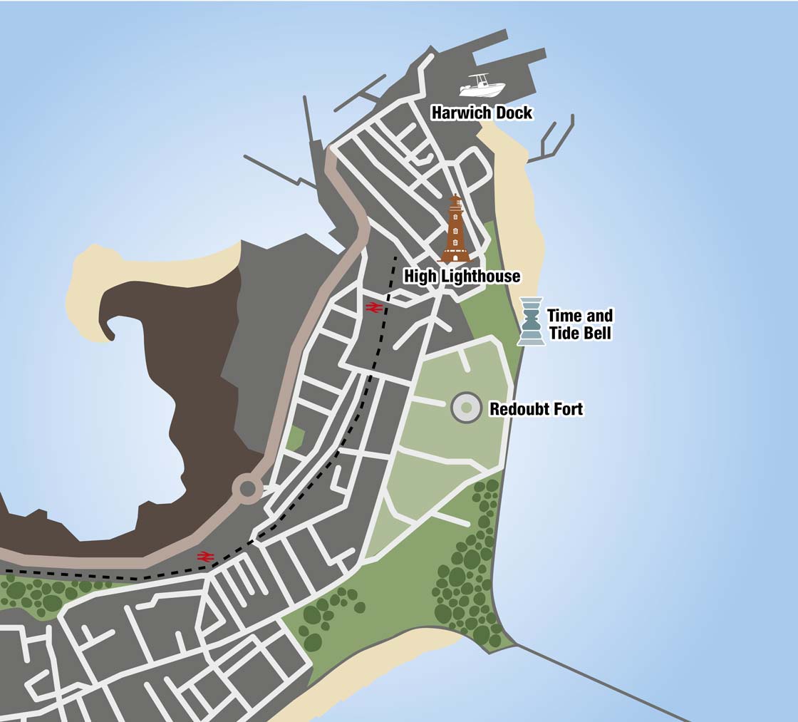 Harwich Map Time and Tide Bell